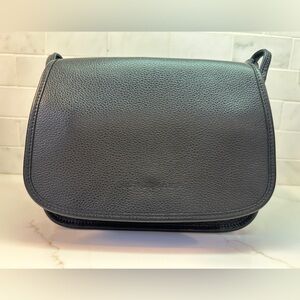 Longchamp Le Foulonné Black Leather Crossbody Bag + Dust Bag